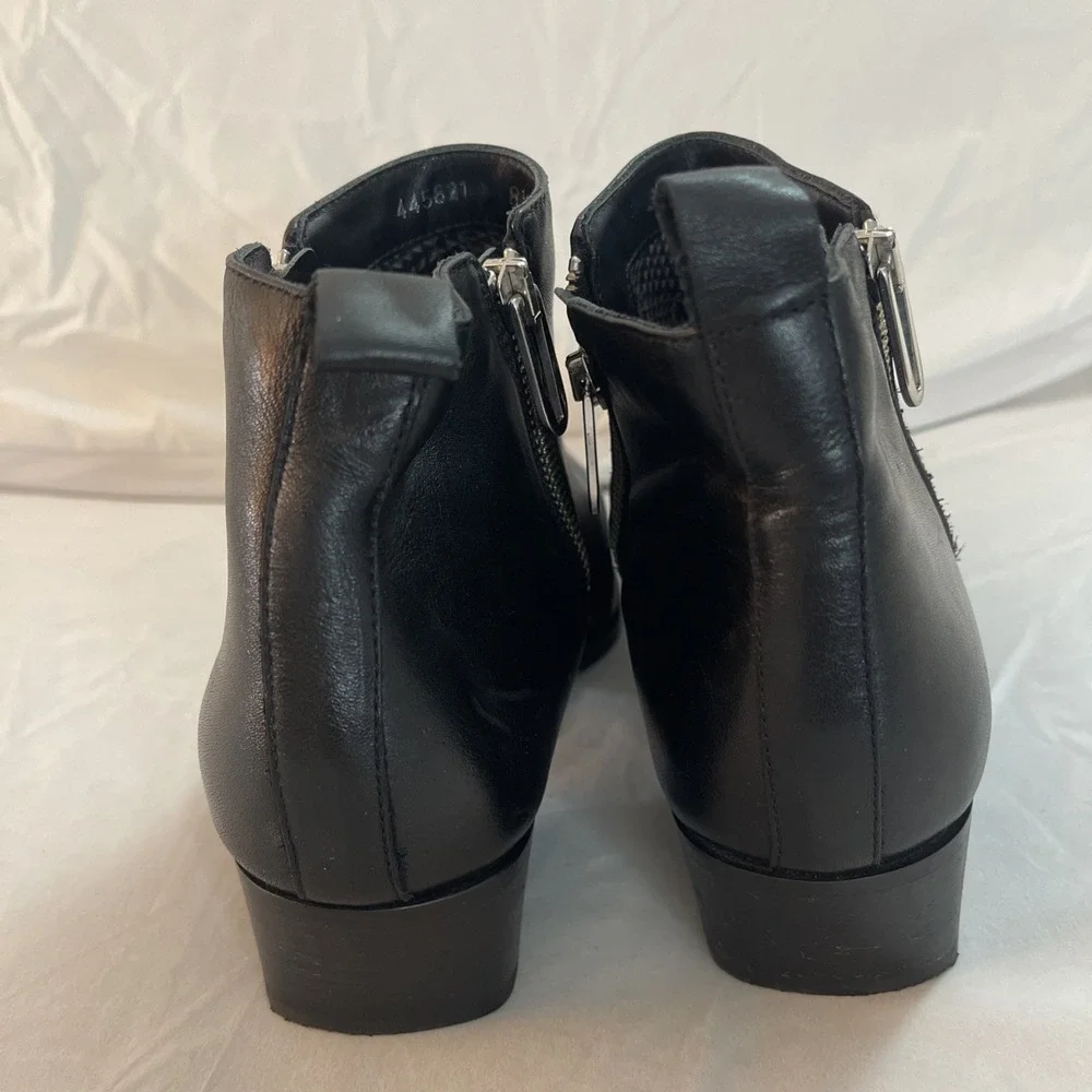 Aquatalia Fantina Weatherproof Bootie Black Leather Women‎ 8.5M RUNS SMALL Italy
